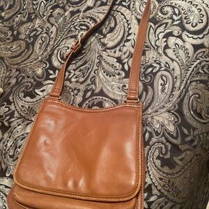 Fossil Tan Leather Crossbody Bag